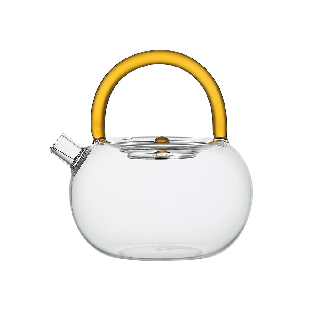 Glass teapot with yellow handle 800ml - CozyVibe.eu